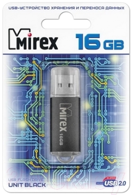 Usb flash накопитель Mirex Unit Black 16GB (13600-FMUUND16)