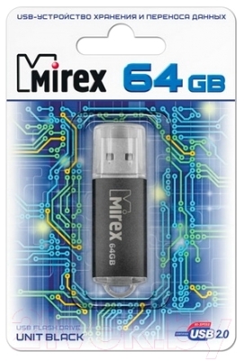 USB flash накопитель Mirex Unit Black 64GB (13600-FMUUND64)