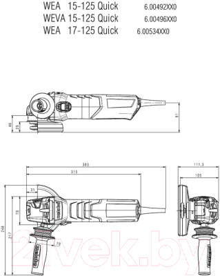 Профессиональная угловая шлифмашина Metabo WE 17-125 Quick