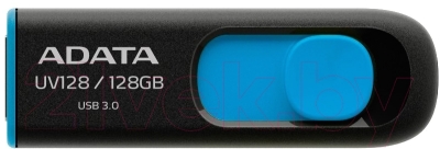 Usb flash накопитель A-data DashDrive UV128 Black/Blue 128GB (AUV128-128G-RBE) - фото