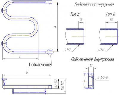 Полотенцесушитель водяной Gloss & Reiter Standart М-образный M.50x70 (3/4