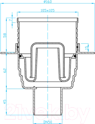 Трап для душа Plast Brno SI5PC00