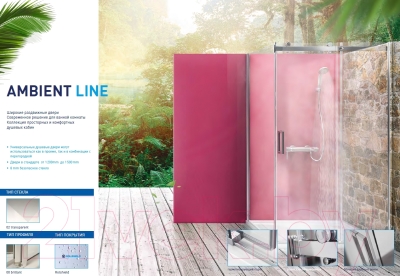 Душевая стенка Roltechnik Ambient Line AMB/90 (хром/прозрачное стекло)