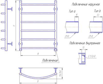 Полотенцесушитель водяной Gloss & Reiter Raduga Л.50x70.Д6 (1/2