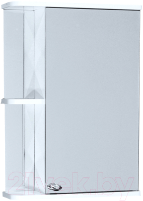 Шкаф с зеркалом для ванной СанитаМебель Камелия-09.45 (правый, белый) - фото