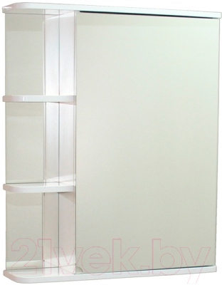 Шкаф с зеркалом для ванной СанитаМебель Камелия-09.60 (правый, белый) - фото