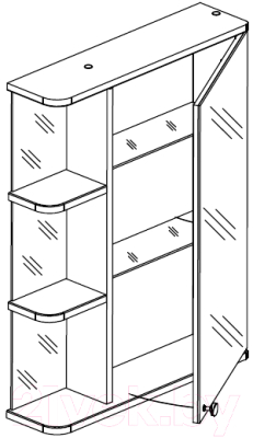 Шкаф с зеркалом для ванной СанитаМебель Камелия-09.60 (правый, белый)