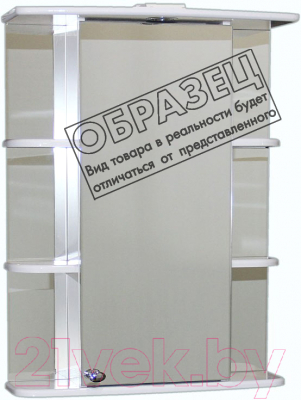 Шкаф с зеркалом для ванной СанитаМебель Камелия-10.60 (правый, белый) - фото