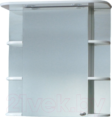 Шкаф с зеркалом для ванной СанитаМебель Камелия-10.70 Д2 (левый, белый) - фото