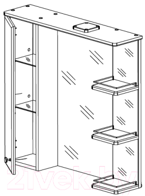 Шкаф с зеркалом для ванной СанитаМебель Камелия-12.75 Д2 (левый, белый)