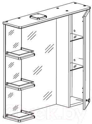 Шкаф с зеркалом для ванной СанитаМебель Камелия-12.75 Д2 (правый, белый)