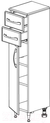 Шкаф-полупенал для ванной СанитаМебель Камелия-41 Д2 (белый, левый)
