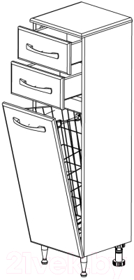 Шкаф-полупенал для ванной СанитаМебель Камелия-42к Д2 (белый)