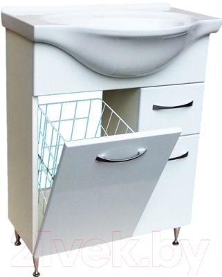 Тумба под умывальник СанитаМебель Камелия-65.12к Д2 (белый) - фото