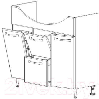 Тумба под умывальник СанитаМебель Камелия-69.51к Д2 (белый)