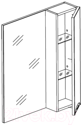 Шкаф с зеркалом для ванной СанитаМебель Камелия-08 Д3 (левый, белый)