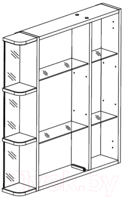 Шкаф с зеркалом для ванной СанитаМебель Камелия-12.70 Д3 (правый, белый)