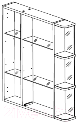Шкаф с зеркалом для ванной СанитаМебель Камелия-12.80 Д3 (левый, белый)