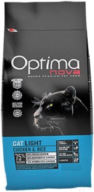 Сухой корм для кошек Optimanova Light Chicken & Rice (8кг) - фото