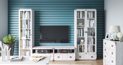 Шкаф-пенал с витриной Black Red White Индиана JWIT 1d