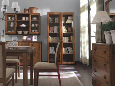 Шкаф-пенал с витриной Black Red White Индиана JWIT 1d