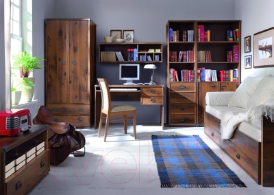 Шкаф-пенал с витриной Black Red White Индиана JWIT 1d