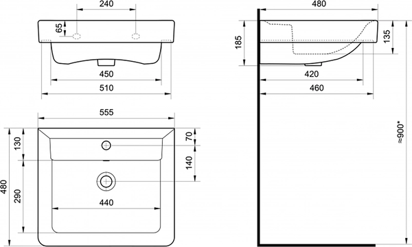 Умывальник Santek Тигода 55