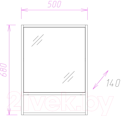Шкаф с зеркалом для ванной Onika Натали 50.00 (205013)