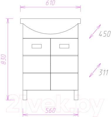 Тумба под умывальник Onika Балтика 60.10 (106040)