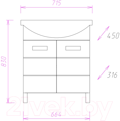 Тумба под умывальник Onika Балтика 70.10 (107026)