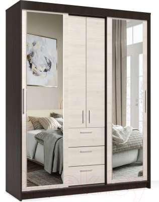 Шкаф-купе Евва 170 VH.2 / АЭП Ш.2 02 (венге/дуб шамони) - фото