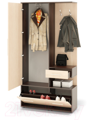 Секция в прихожую Сокол-Мебель ВШ-6 (венге/беленый дуб)