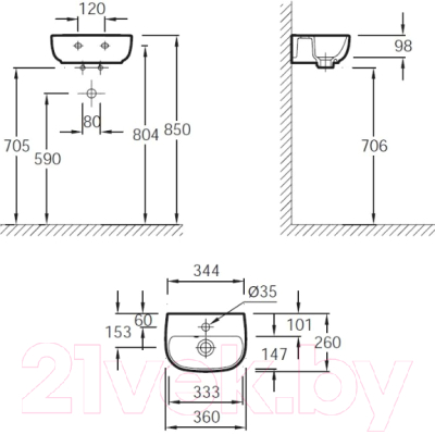 Умывальник Jacob Delafon Odeon Up E4761-00