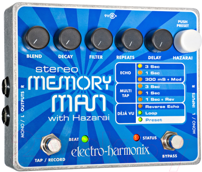 Педаль электрогитарная Electro-Harmonix Stereo Memory Man w/Hazarai - фото