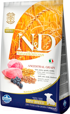 Сухой корм для собак Farmina N&D Low Grain Lamb & Blueberry Puppy Mini - фото