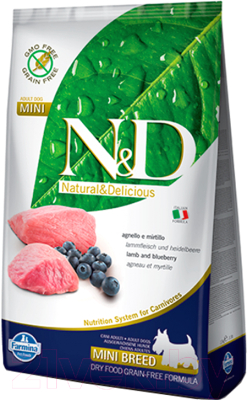 Сухой корм для собак Farmina N&D Grain Free Lamb & Blueberry Adult Mini - фото