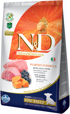 Сухой корм для собак Farmina N&D Grain Free Pumpkin Lamb & Blueberry Puppy Mini - фото