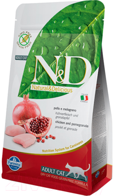 Сухой корм для кошек Farmina N&D Grain Free Cat Chicken & Pomegranate Adult - фото