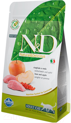 Сухой корм для кошек Farmina N&D Grain Free Cat Boar & Apple Adult - фото