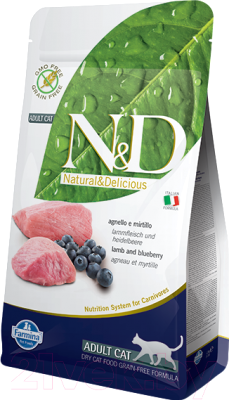 Сухой корм для кошек Farmina N&D Grain Free Lamb & Blueberry Adult - фото
