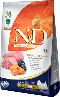 Сухой корм для собак Farmina N&D Grain Free Pumpkin Lamb & Blueberry Adult Mini - фото