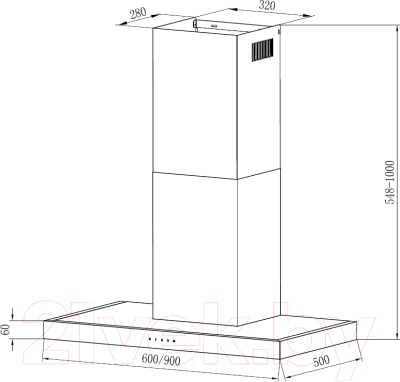 Вытяжка Т-образная Krona Rut 3P-S 600 / 00020251