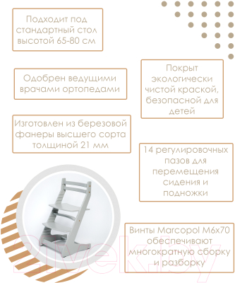 Стул детский Millwood Вырастайка 2 СДН-3 Кат 4.12