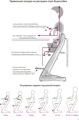 Стул детский Millwood Вырастайка 2 СДН-3 Кат 4.12