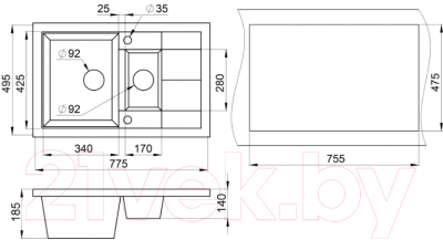 Мойка кухонная GRANULA GR-7802 (шварц)