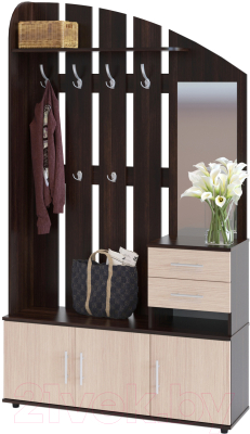 Секция в прихожую Сокол-Мебель ВШ-2.2 (венге/беленый дуб) - фото