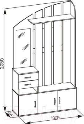 Секция в прихожую Сокол-Мебель ВШ-2.2 (венге/беленый дуб)
