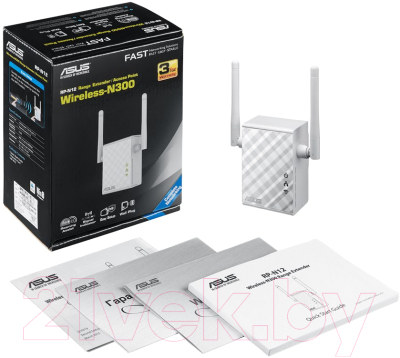 Усилитель беспроводного сигнала Asus RP-N12 / 90IG01X0-BO2100