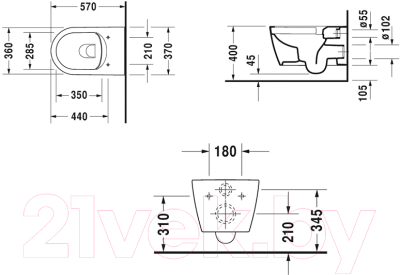 Унитаз подвесной Duravit Set Me by Starck 45290900A1
