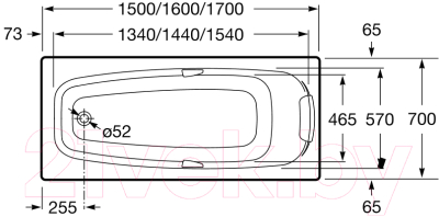 Экран для ванны Roca Sureste 150x70 / ZRU9302780